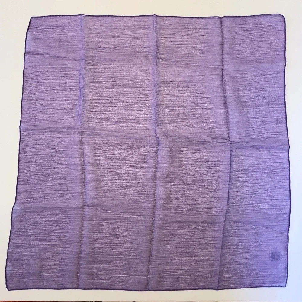 Purple Sheer Square Scarf Made in Italy Textured Lightweight 21x21 Classy Chic